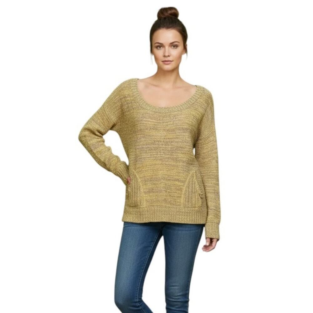 Free People Yellow Gray Wool Blend Knit Pullover Sweater, M